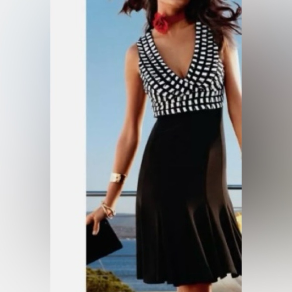 Joseph Ribkoff Black and White Midi Dress